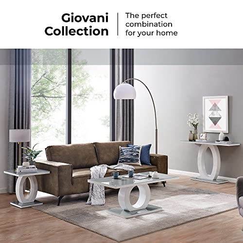 Giovani Grey & White Modern Glass Coffee Table