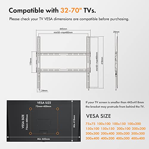 VonHaus Ultra-Slim TV Wall Bracket for 32-70