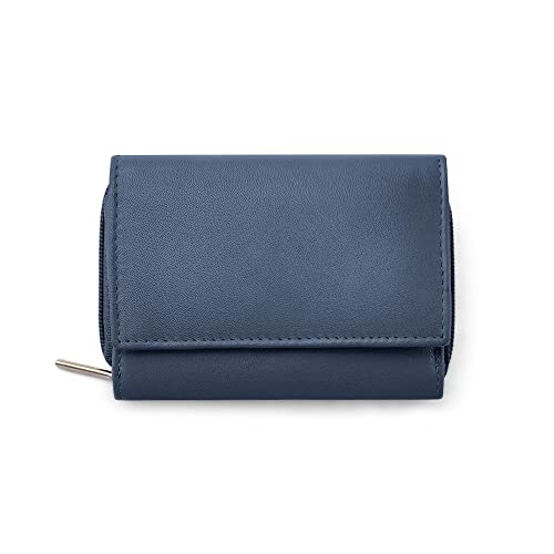 Navy RFID Leather Purse for Women