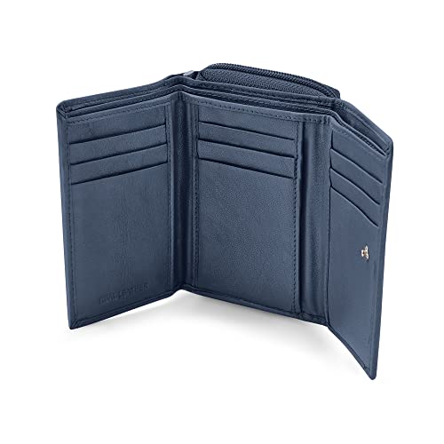 Navy RFID Leather Purse for Women