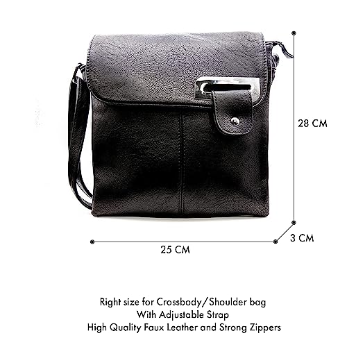 Woodland Leathers Women's Crossbody Messenger Bag - Black