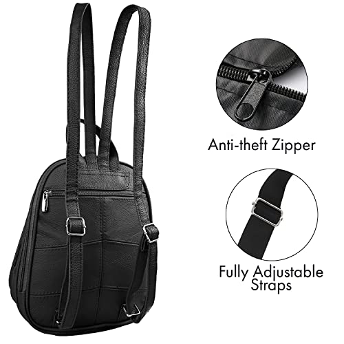 Woodland Leathers Women's Anti-Theft Black Backpack