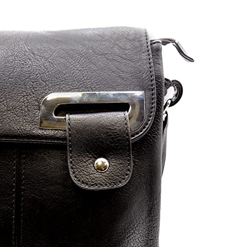 Woodland Leathers Women's Crossbody Messenger Bag - Black