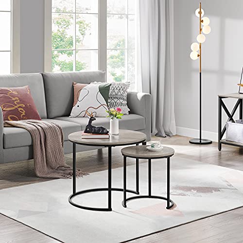 Yaheetech Grey Round Nesting Coffee Table Set