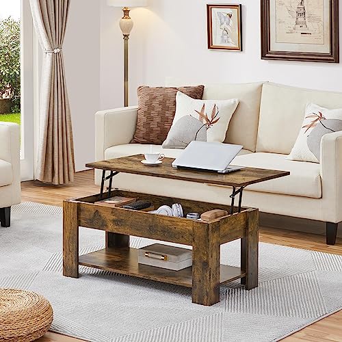 Yaheetech Rustic Lift Top Coffee Table with Storage