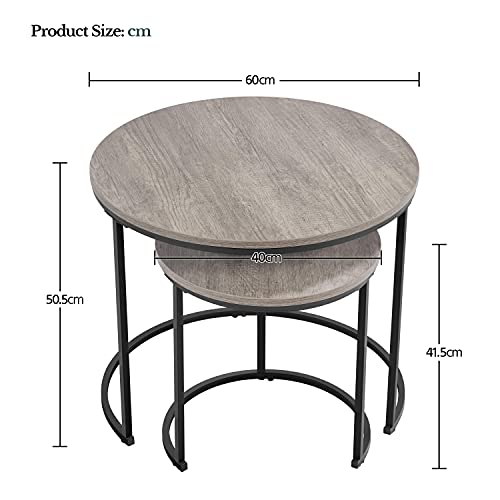 Yaheetech Grey Round Nesting Coffee Table Set