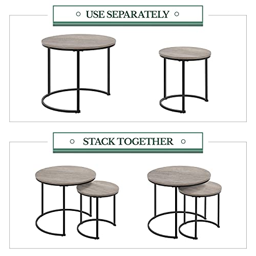 Yaheetech Grey Round Nesting Coffee Table Set