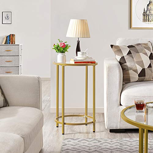 Yaheetech Mustard Gold Round Glass Accent Table