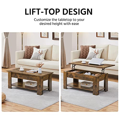 Yaheetech Rustic Lift Top Coffee Table with Storage