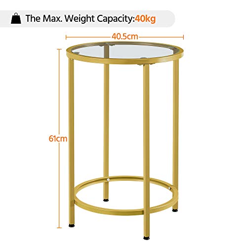 Yaheetech Mustard Gold Round Glass Accent Table