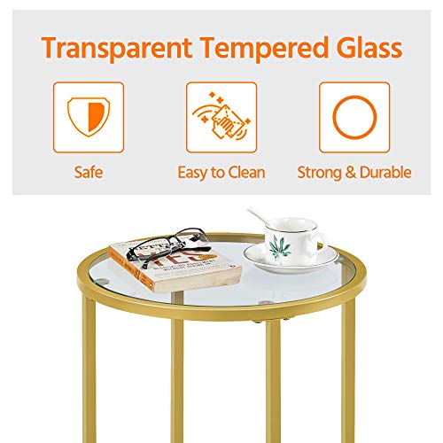 Yaheetech Mustard Gold Round Glass Accent Table