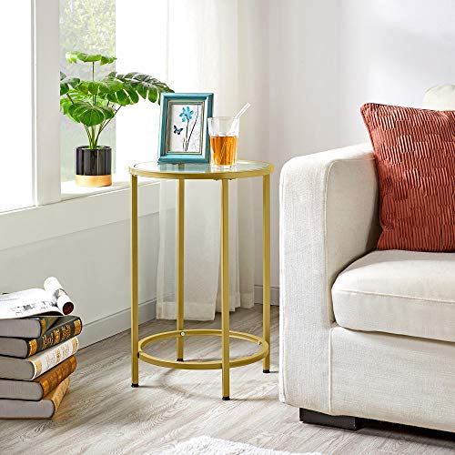 Yaheetech Mustard Gold Round Glass Accent Table