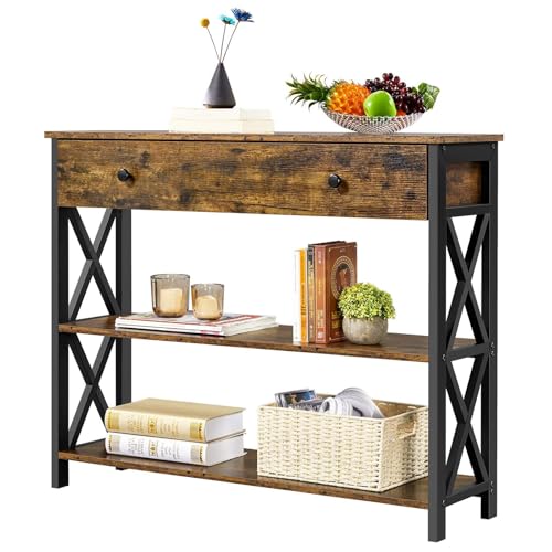Yaheetech Vintage Industrial Console Table with Shelves