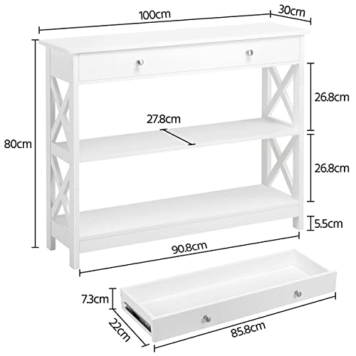 Yaheetech White Console Table with Storage Shelves