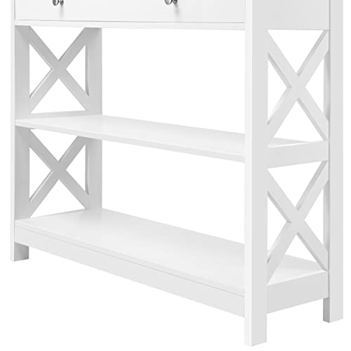 Yaheetech White Console Table with Storage Shelves