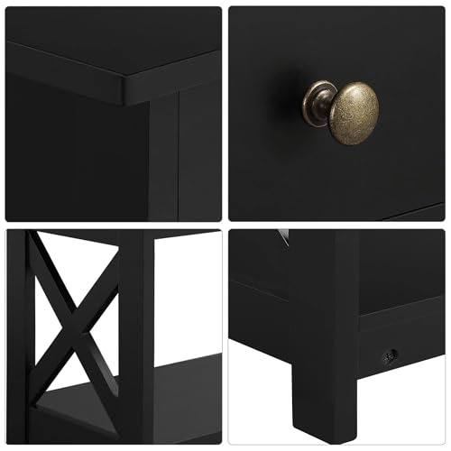 Yaheetech Black Console Table with Drawer & Shelves