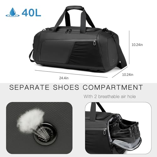 40L Waterproof Gym Duffle Bag with Shoe Compartment