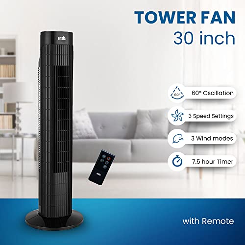 ANSIO 30-Inch Remote Oscillating Tower Fan