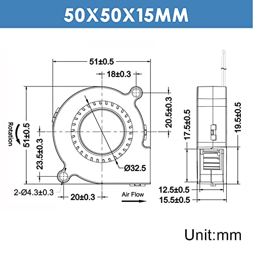 WINSINN 50mm High-Speed Blower Fan - 4 Pack