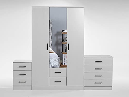 Elegant White Bedroom Furniture Set with Wardrobe & Chest