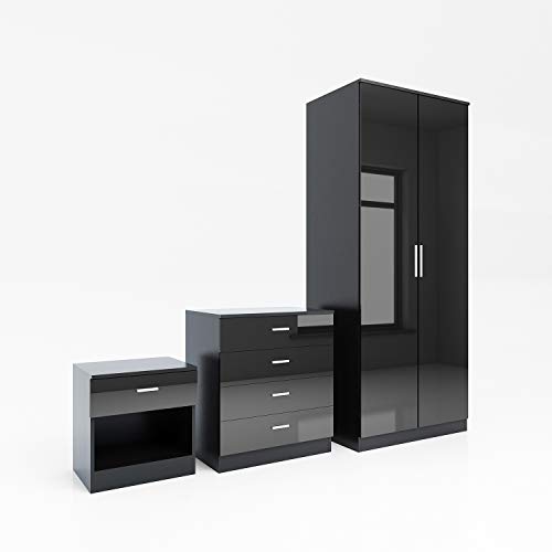 Sleek 3-Piece Black Bedroom Furniture Set