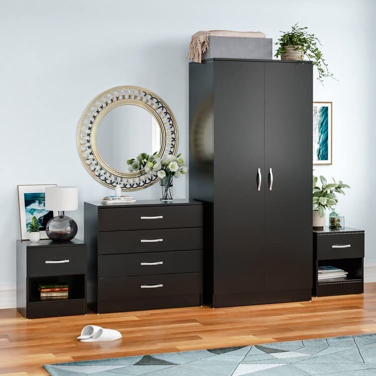 Riano 4-Piece Black Bedroom Furniture Set