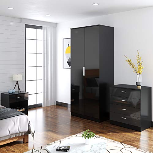 Sleek 3-Piece Black Bedroom Furniture Set