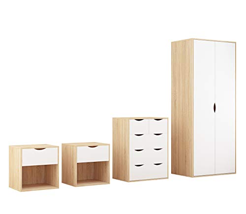 Delvito 4-Piece Bedroom Furniture Set - White Oak