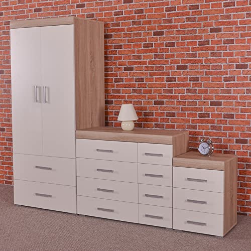 Elegant White & Sonoma Oak 3-Piece Bedroom Set