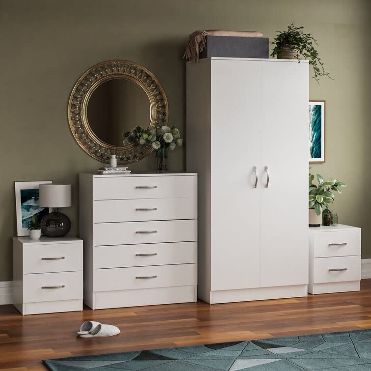 Riano 4-Piece White Bedroom Furniture Set