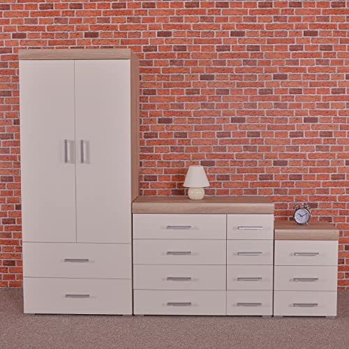 Elegant White & Sonoma Oak 3-Piece Bedroom Set