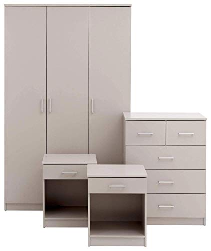Modern Light Grey 4-Piece Bedroom Furniture Set