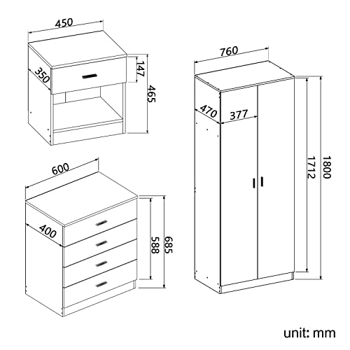 Sleek 3-Piece Black Bedroom Furniture Set