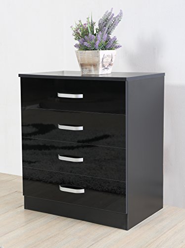 Stylish Black Bedroom Furniture Set with Wardrobe & Drawers
