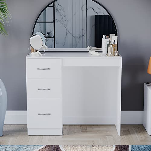 Riano White 3 Drawer Makeup Dressing Table