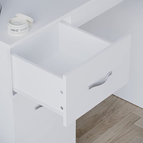 Riano White 3 Drawer Makeup Dressing Table