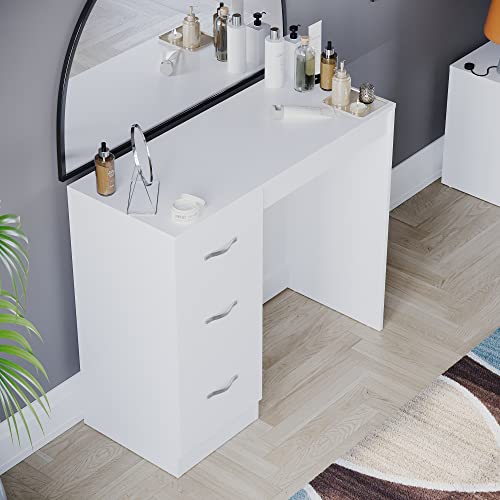 Riano White 3 Drawer Makeup Dressing Table