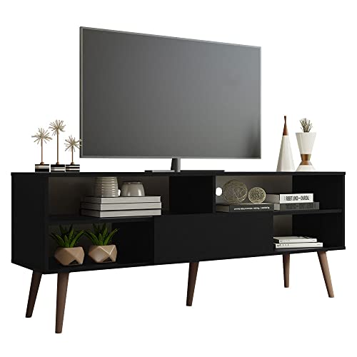 Modern Black TV Stand with 4 Shelves for 65" TVs