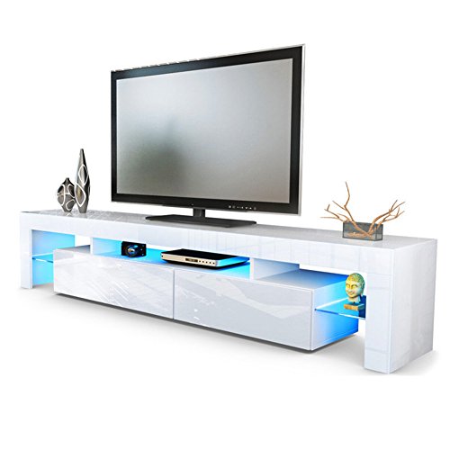 Stylish 160cm White TV Stand with LED Lights