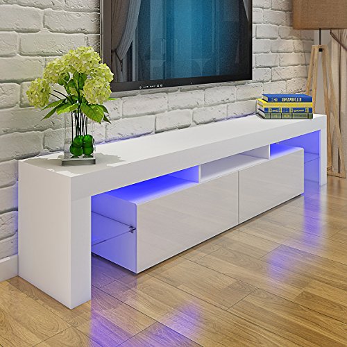 Stylish 160cm White TV Stand with LED Lights