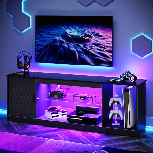 Bestier 148CM LED TV Stand with Adjustable Shelves