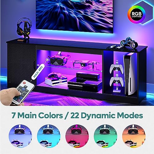Bestier 148CM LED TV Stand with Adjustable Shelves