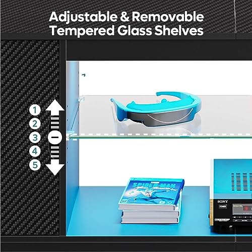 Bestier 148CM LED TV Stand with Adjustable Shelves