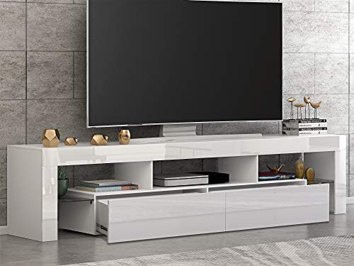 Stylish 160cm White TV Stand with LED Lights