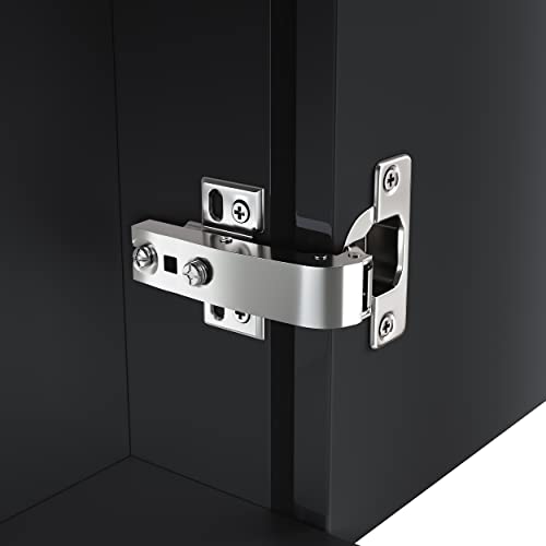 Black Gloss LED Display Cabinet with 5-Tier Shelves