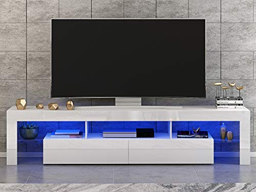 Stylish 160cm White TV Stand with LED Lights