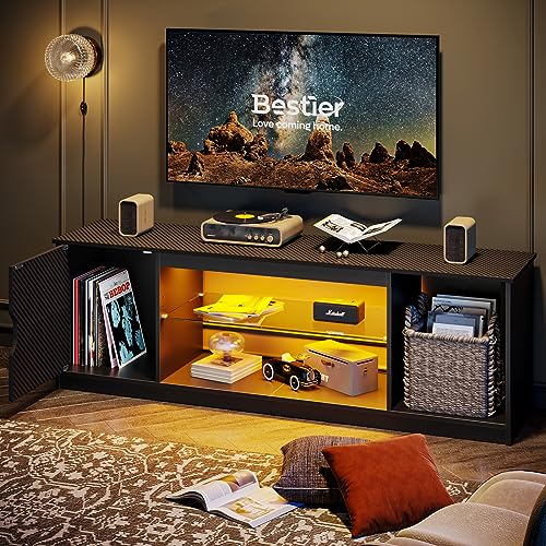 Bestier 148CM LED TV Stand with Adjustable Shelves