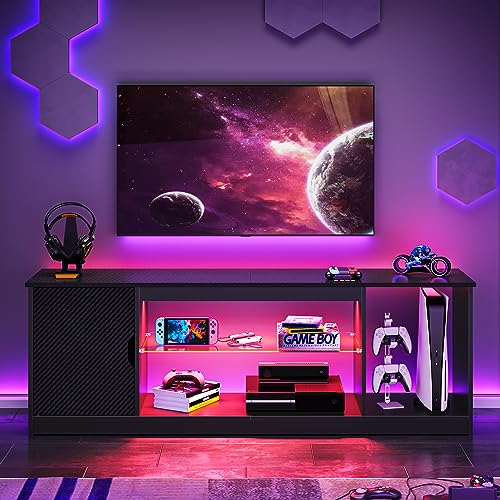 Bestier 148CM LED TV Stand with Adjustable Shelves