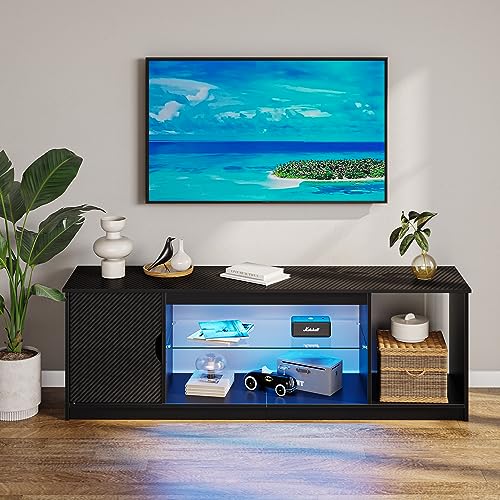 Bestier 148CM LED TV Stand with Adjustable Shelves