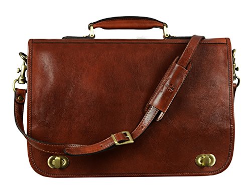 Handcrafted Dark Brown Leather Laptop Messenger Bag